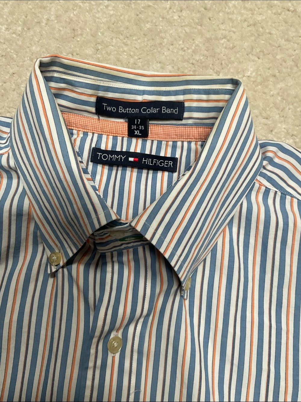 Tommy Hilfiger White Shirt with Blue and Red Stripes